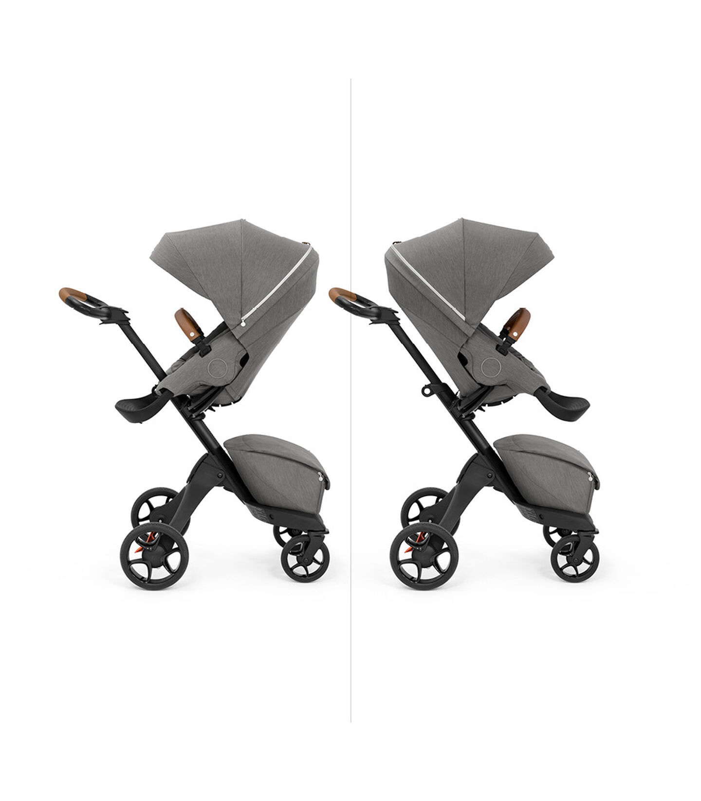 Stokke® Xplory X with seat, Modern Grey. Parent and forward facing. view 7