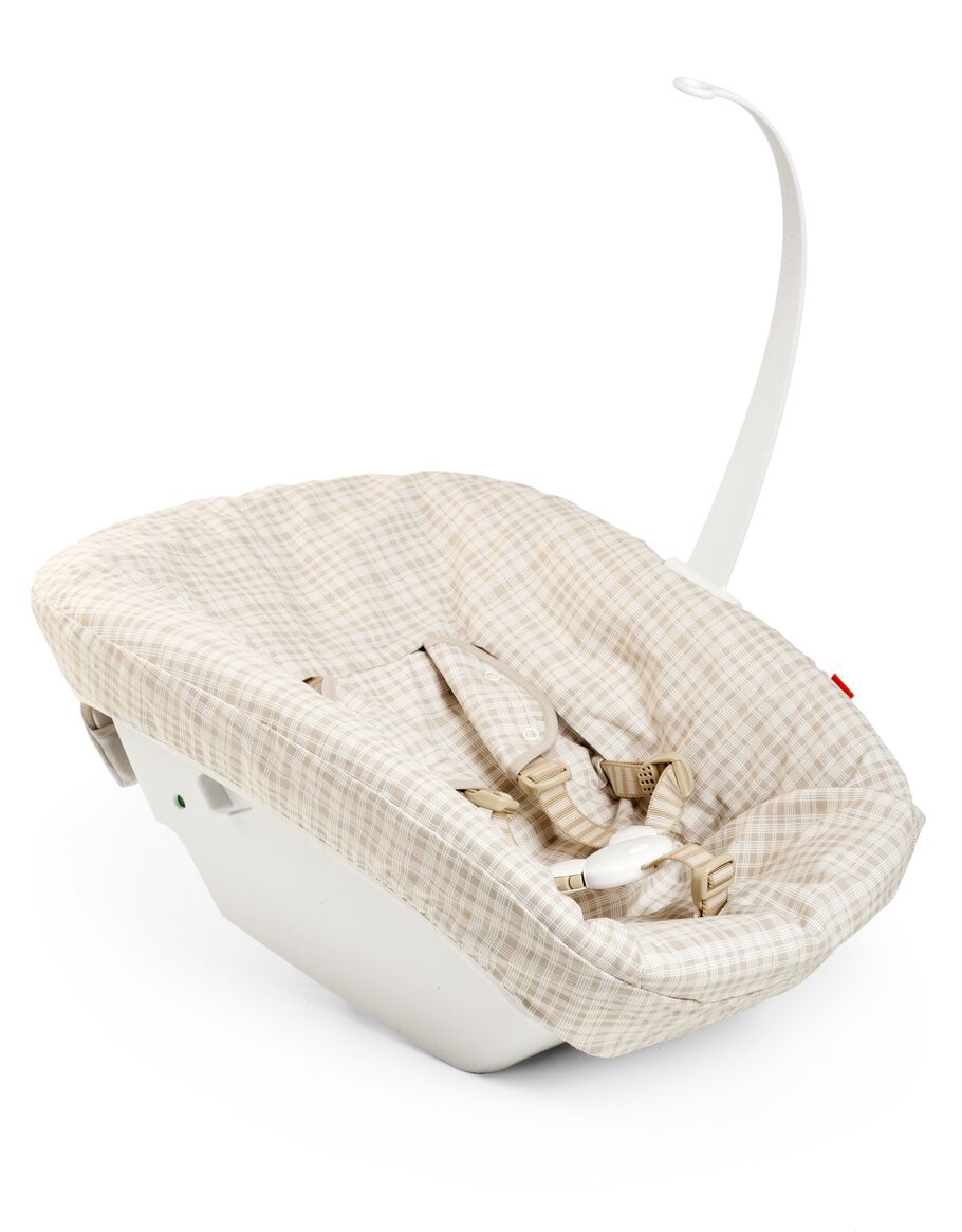 Tripp Trapp&reg; Newborn Set with Beige Check textile.