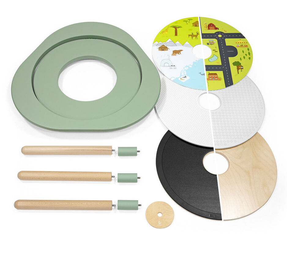 Stokke® MuTable™ Basic Clover Green, what is included (double-sided play board). view 1