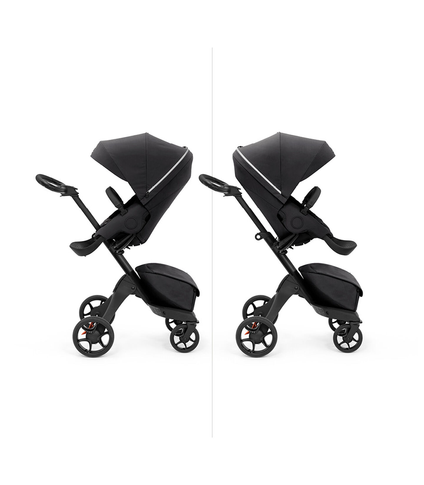 Stokke® Xplory X with seat, Rich Black. Parent and forward facing. view 7