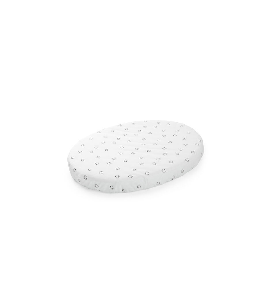Stokke&reg; Sleepi&trade; Mini Fitted Sheet. Monocrome Bear. Bottom side.