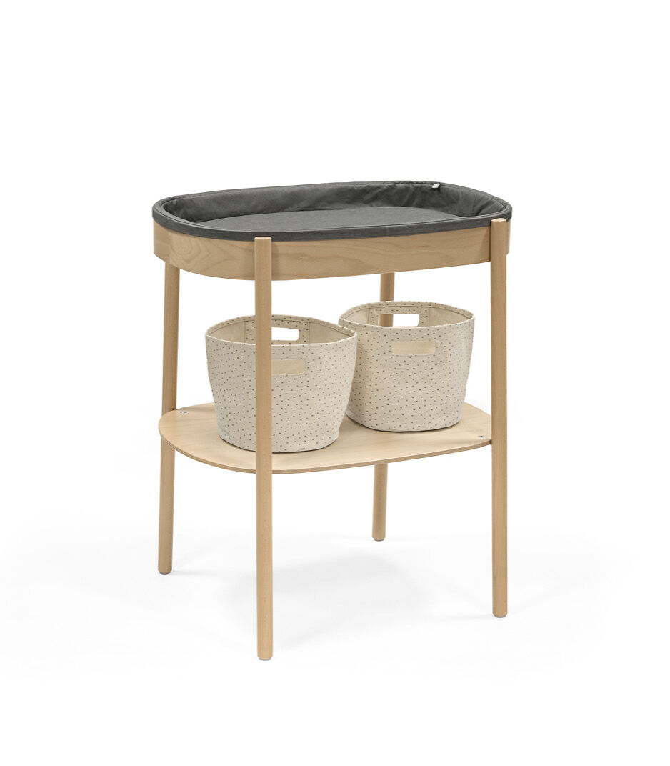 Stokke® Sleepi™ Changing Table, Natural, with Storage Baskets. Changing Pad Grey. galery image 5
