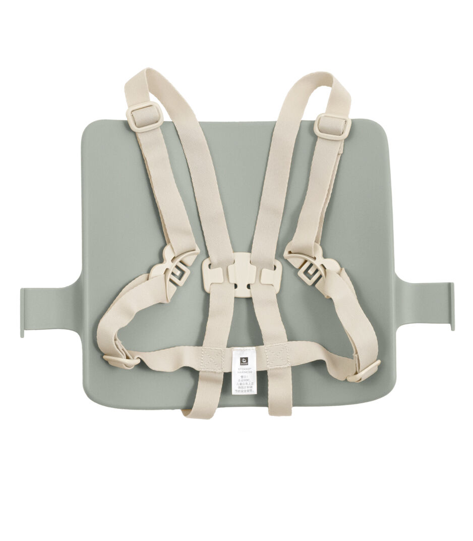 Tripp Trapp® Baby Set2 back rest, Glacier Green. US variant with Stokke Harness, Beige.