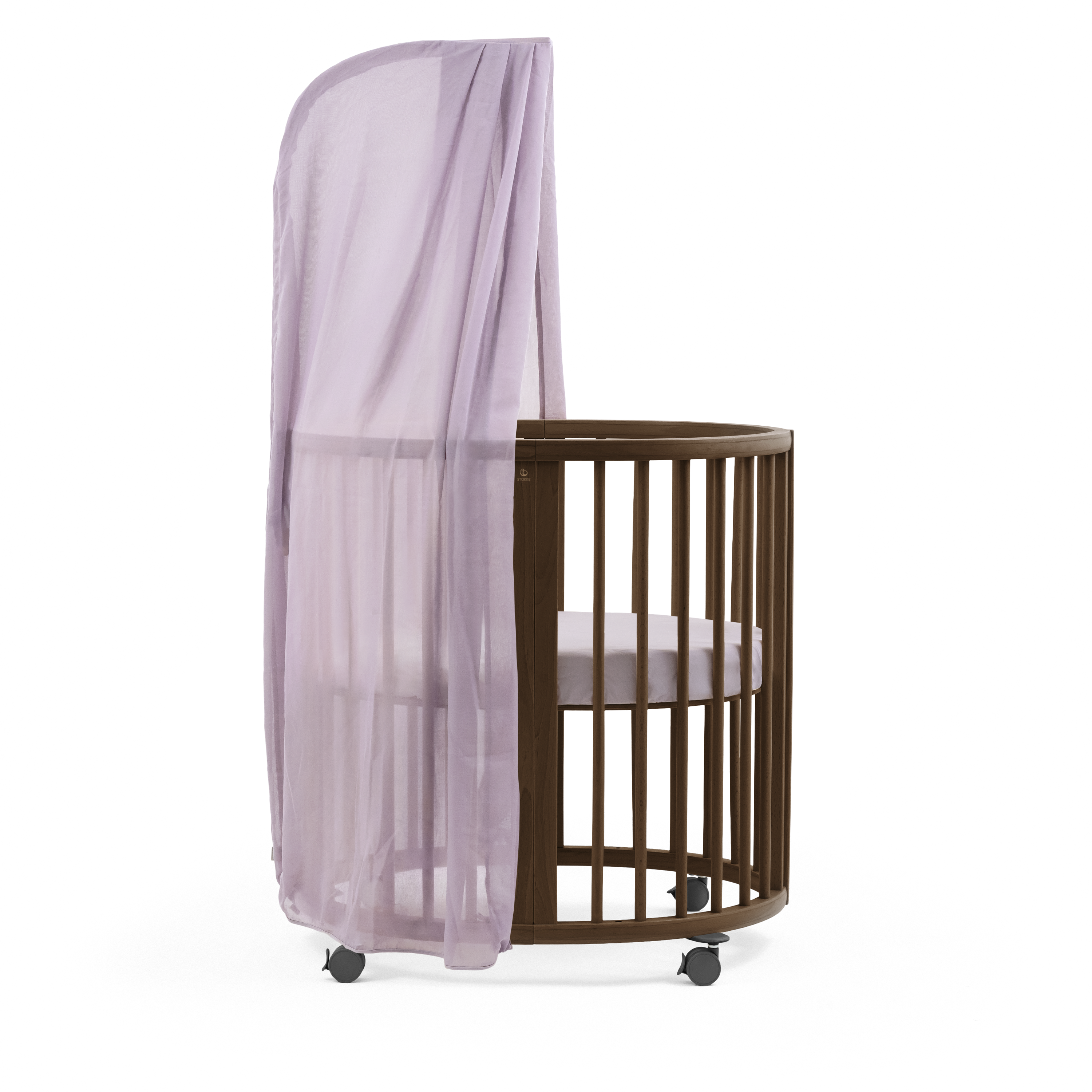Stokke® Sleepi™ Mini Warm Brown. Fitted Sheet Lavender. Canopy Lavender. galery image 1
