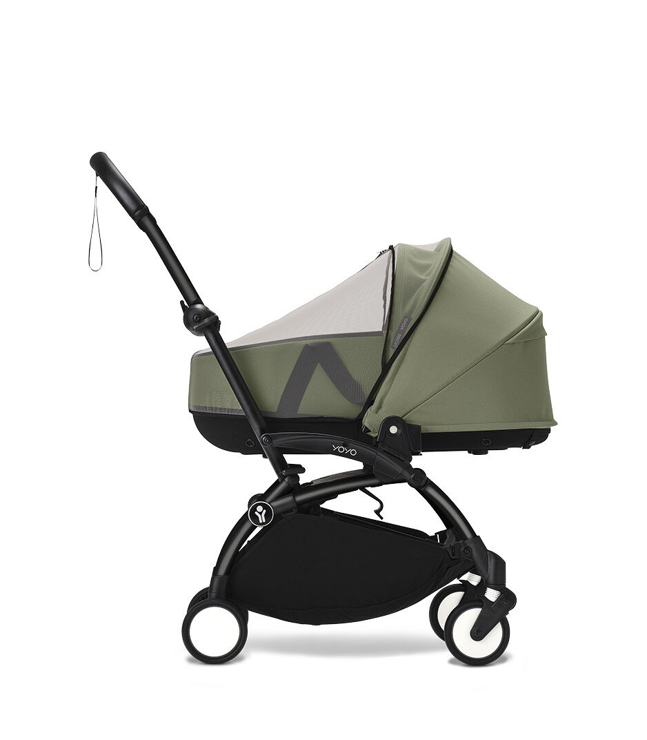 Stokke® YOYO3® Newborn Shell. Black Frame. Olive. Mosquito Net.