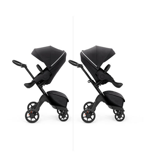 Stokke® Xplory X with seat, Rich Black. Parent and forward facing. view 6
