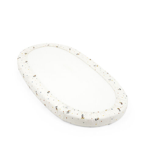 Stokke® Sleepi® Bed Mattress. Fitted Sheet, Disney Mickey Celebration. Detail, bottom side. Limited Edition. view 4