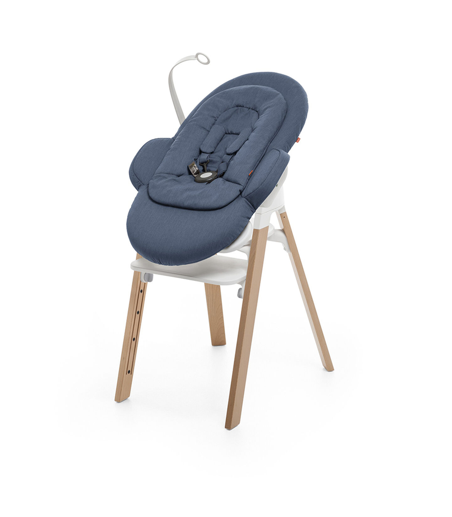 Bouncer, Blue. Mounted on Stokke Steps highchair. Bouncer, Blue. Mounted on Stokke Steps highchair.