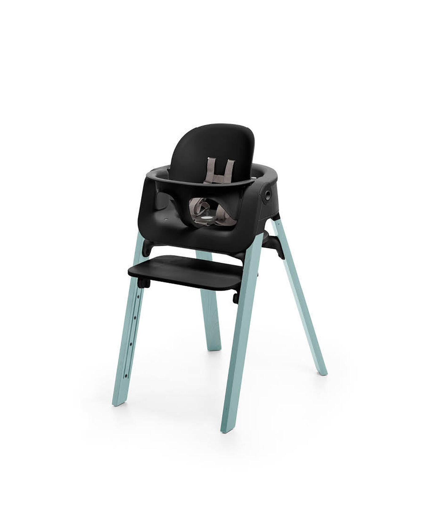 Stokke&reg; Steps&trade; Aqua Blue chair with Baby Set Black.