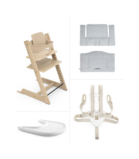 Tripp Trapp® Natural Oak, Nordic Blue Cushion + Tray, Natural Oak, Nordic Blue Cushion + Tray, mainview view 2