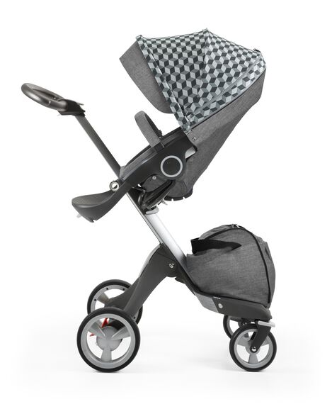 Stokke&reg; Stroller Seat with Style Kit Grey Cube and Stokke&reg; Xploy&reg; chassis, Black Melange.