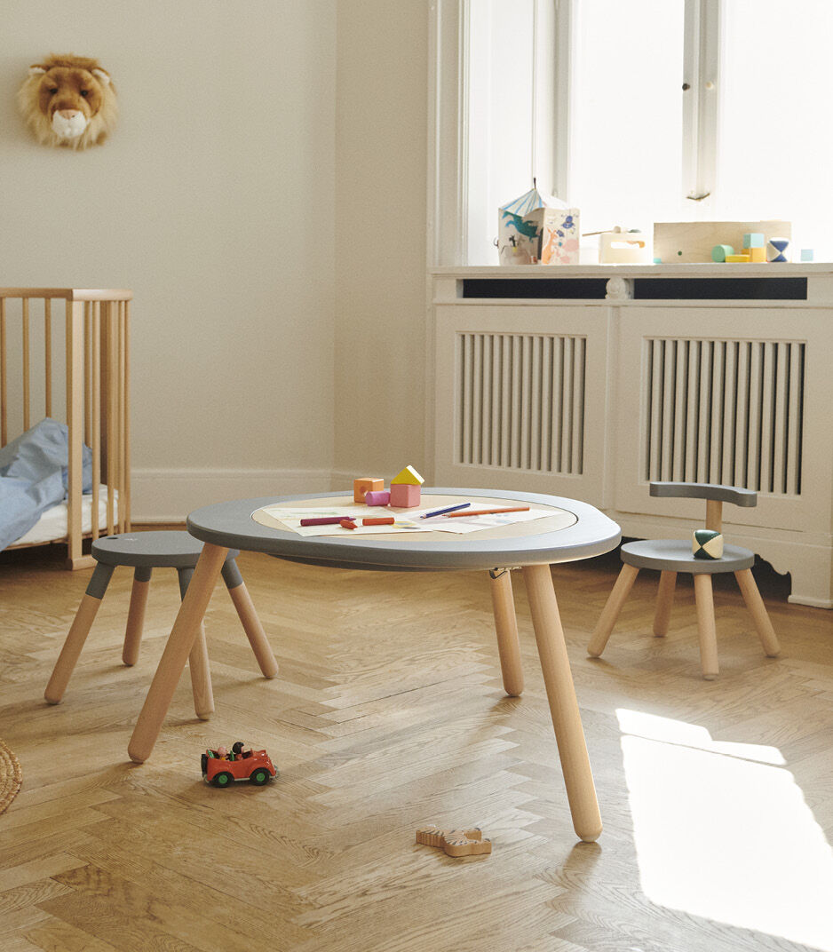Stokke® MuTable Table and Chair Storm Grey. Chair Leg Extension. galery image 2