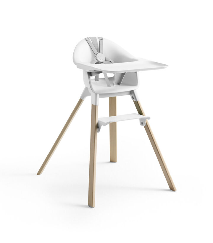 Stokke® Clikk™ High Chair with Tray and Harness, in Natural and White. view 1