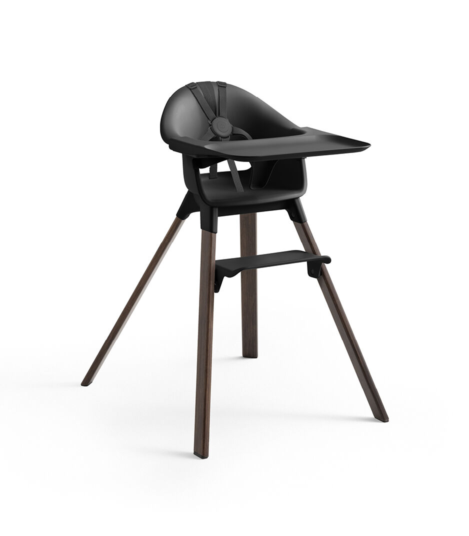 Stokke Clikk High Chair Bamboo Warm Brown/Black with Harness Black. Tray.