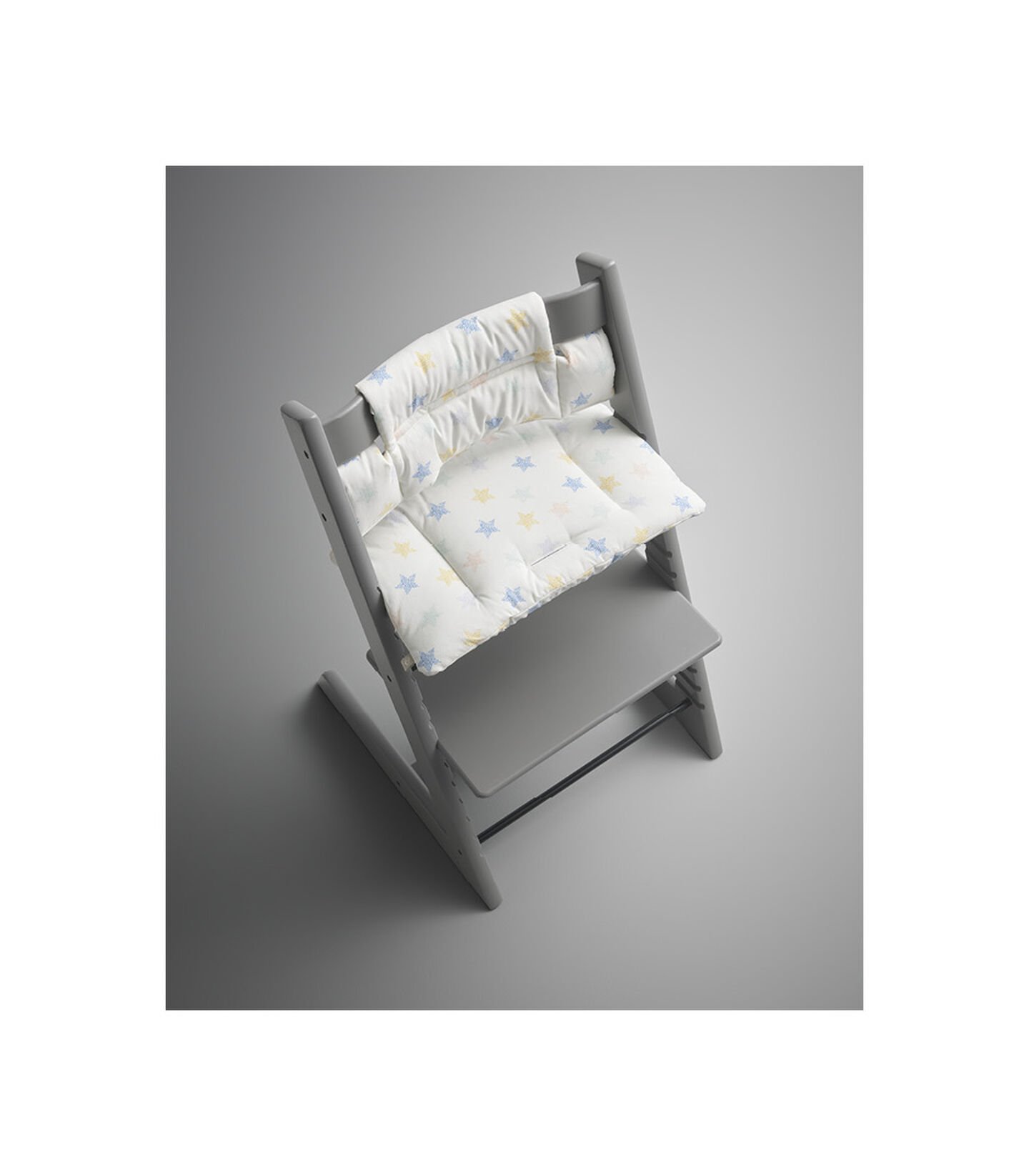 Tripp Trapp® Storm Grey with Classic Cushion Star Multi. Styled. view 2