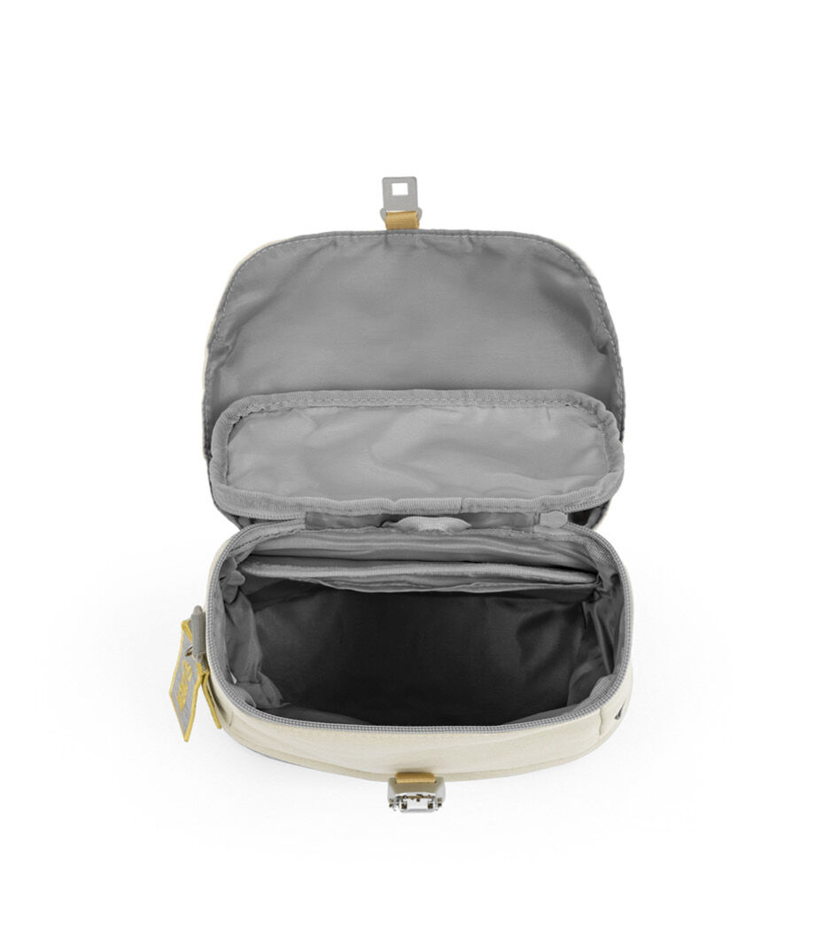 JetKids™ by Stokke® Crew BackPack in Full Moon White. Top open.
