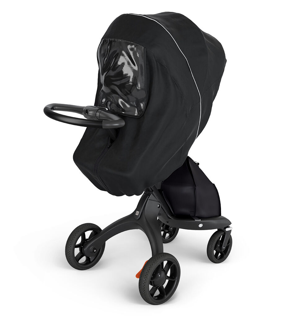 Stokke&reg; Xplory&reg; Black Chassis. Stokke&reg; Stroller Rain cover.