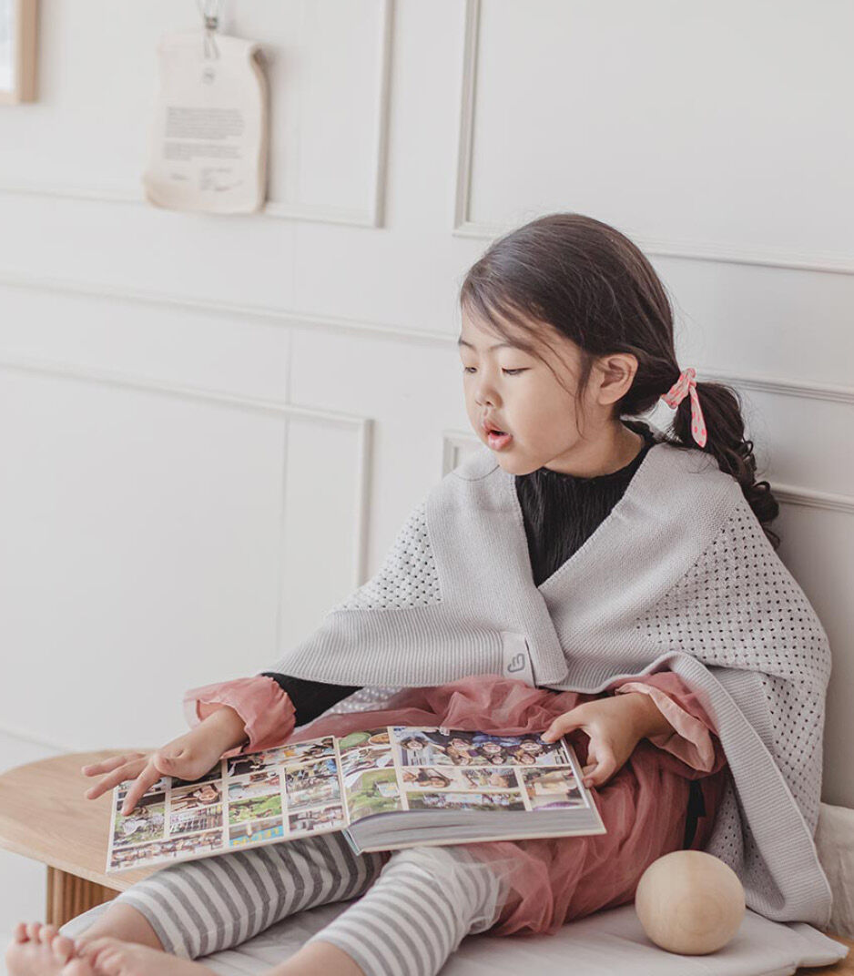 ジェットキッズ バイ ストッケ メリノウールブランケット ペブルグレー, グレー, mainview