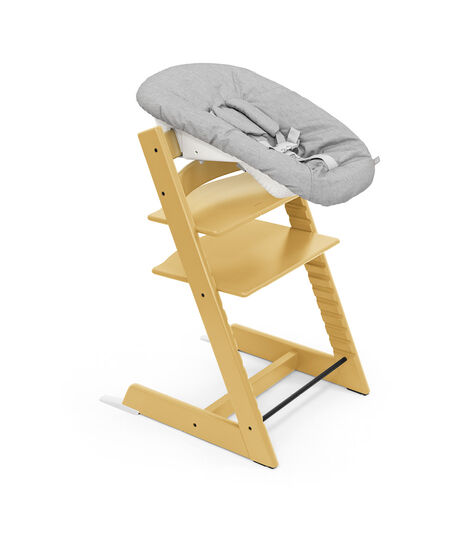 Tripp Trapp® Chair (Beech wood) Sunflower Yellow with Newborn Set Grey. view 4
