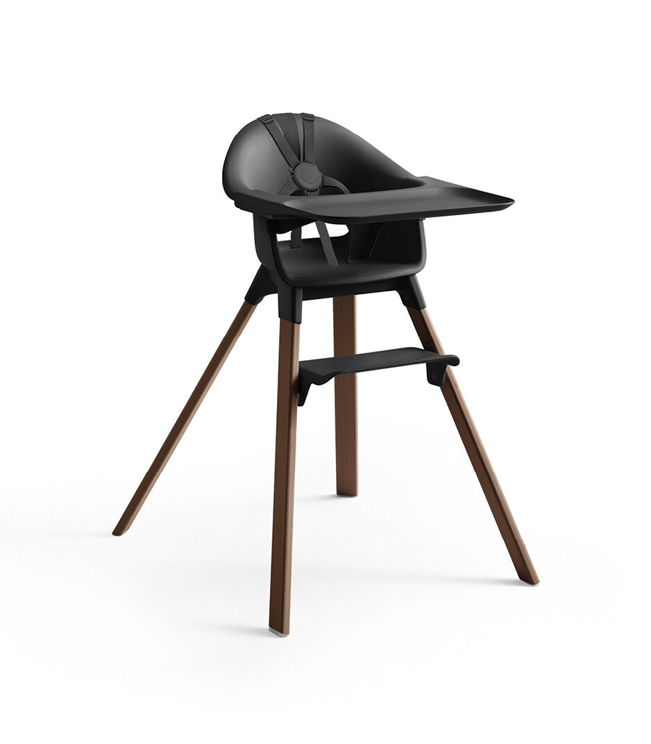 Stokke® Clikk™ High Chair with Tray and Harness, in Warm Brown / Black. galery image 1