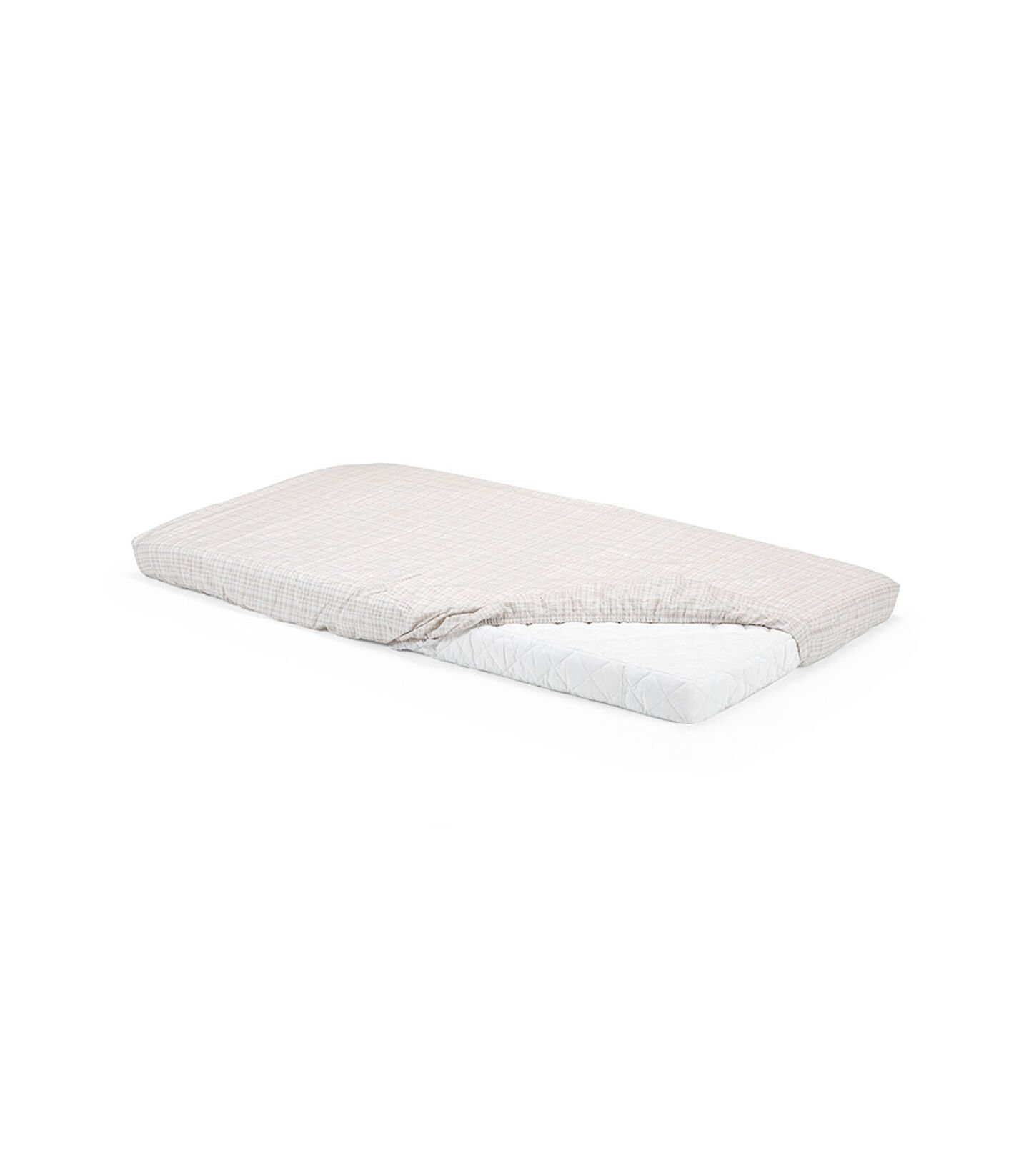 Stokke® Home™ Mattress. Fitted Sheet Beige Checks, Sold separately. view 1