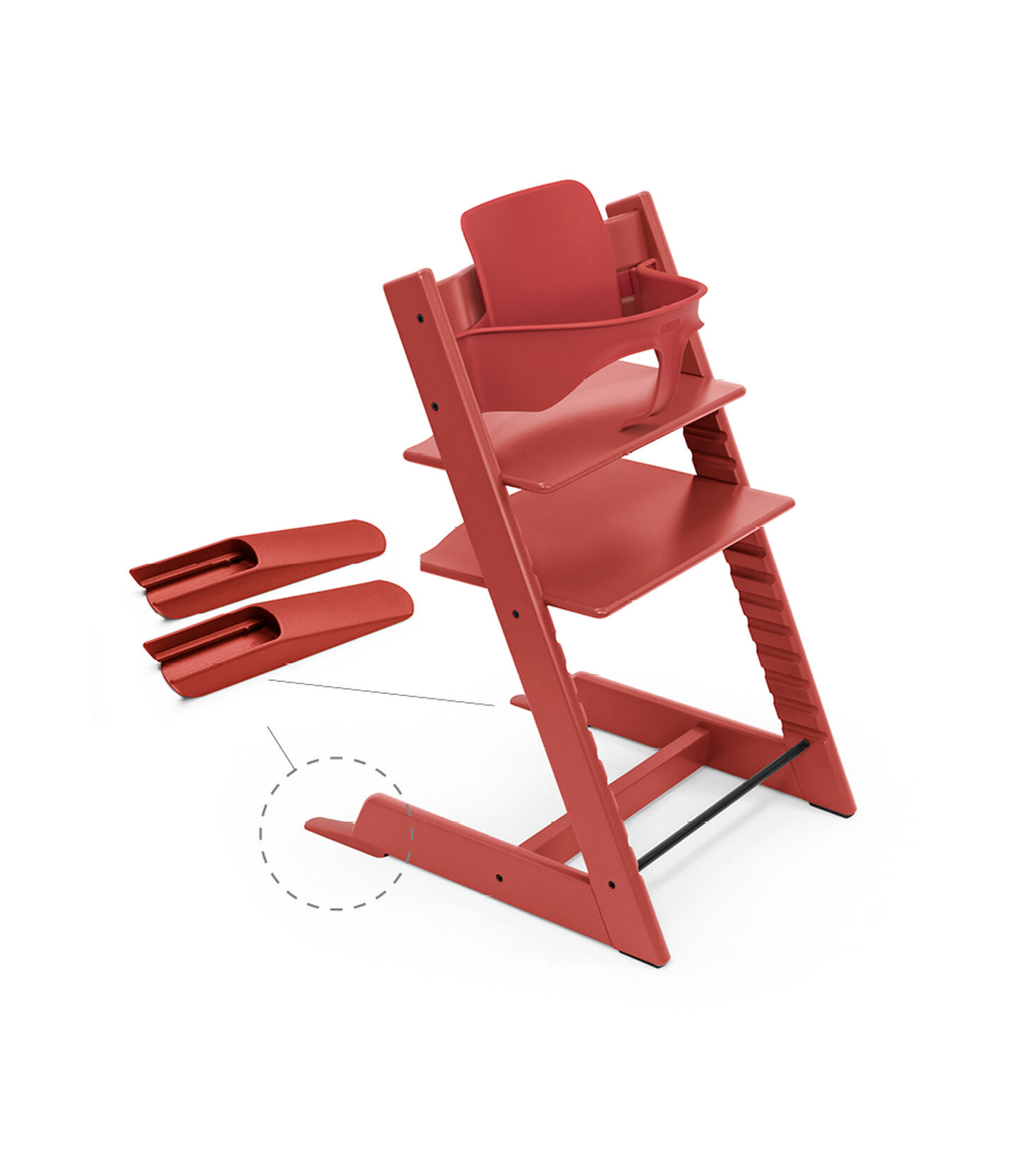 Tripp Trapp® Chair Warm Red, Beech, with Baby Set. view 4