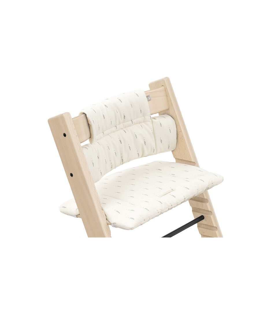 Tripp Trapp® Chair Natural with Classic Cushion Wheat Cream.