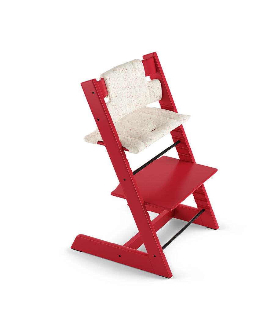 Tripp Trapp&reg; Red with Classic Cushion Geometric Red.
