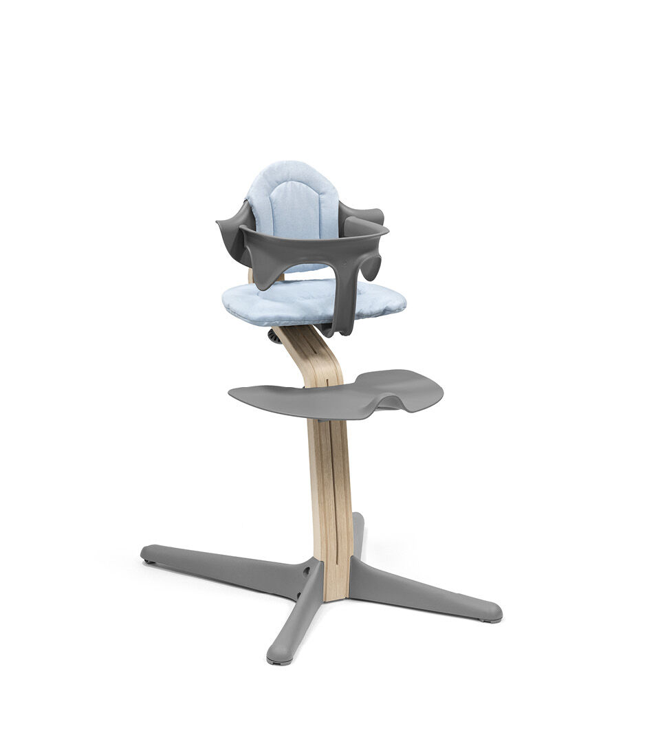 Stokke® Nomi® Chair Natural-Grey with Baby Set and Blue Cushions. galery image 6