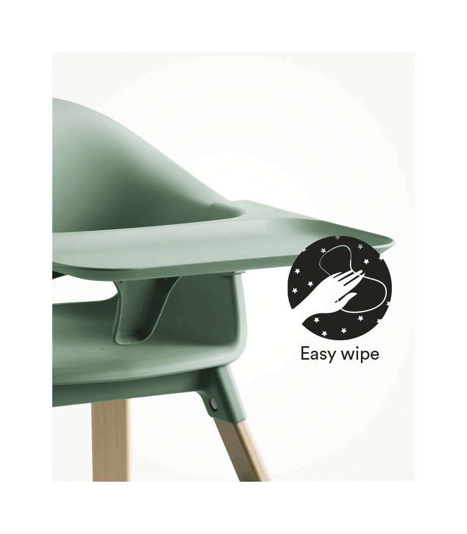 Stokke® Clikk™ High Chair with Tray, in Natural and Clover Green. Easy Wipe. galery image 3