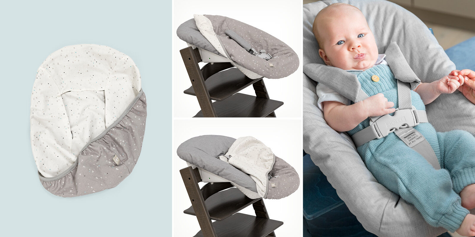 Absorbant la transpiration et doux pour votre bébé Blanc Eucalyptus certifié Öko-Tex 100 Housse Stokke Tripp Trapp Newborn Coton recyclable 