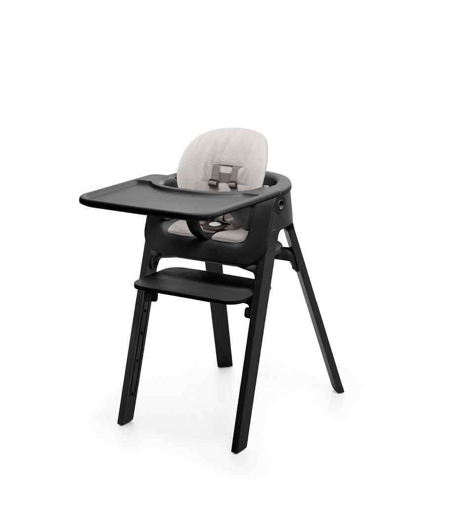 Stokke® Steps™ Black, Grey Cushion + Tray, Black, Grey Cushion + Tray, mainview
