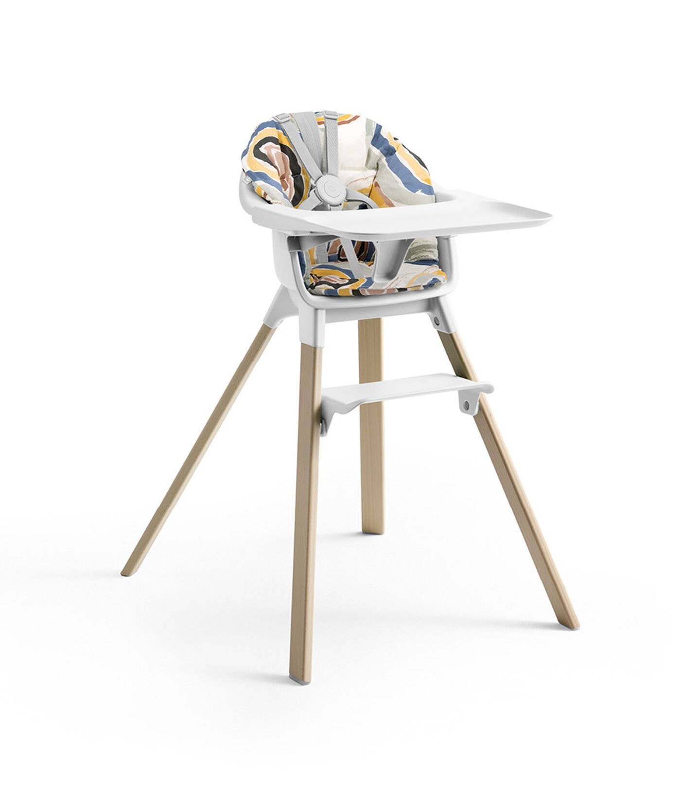 Stokke® Clikk™ High Chair with Tray and Harness, in Natural and White. Cushion Multi Circle. view 10