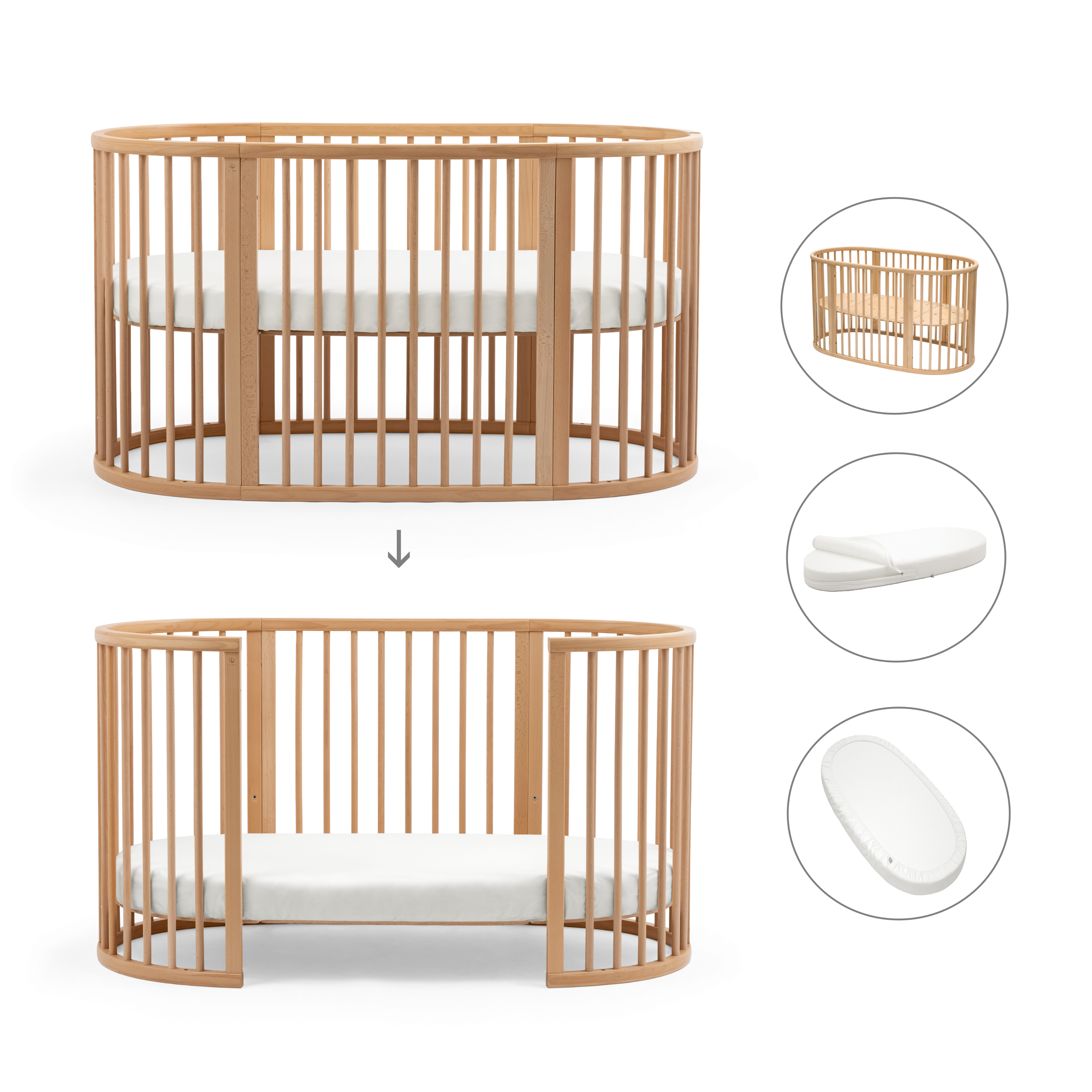 Sleepi™ Convertible Crib with Mattress (0-5 years)​ | Stokke