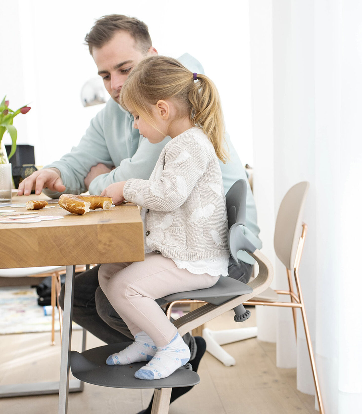 Stokke® Nomi® Natural wood with Grey plastic parts. view 2