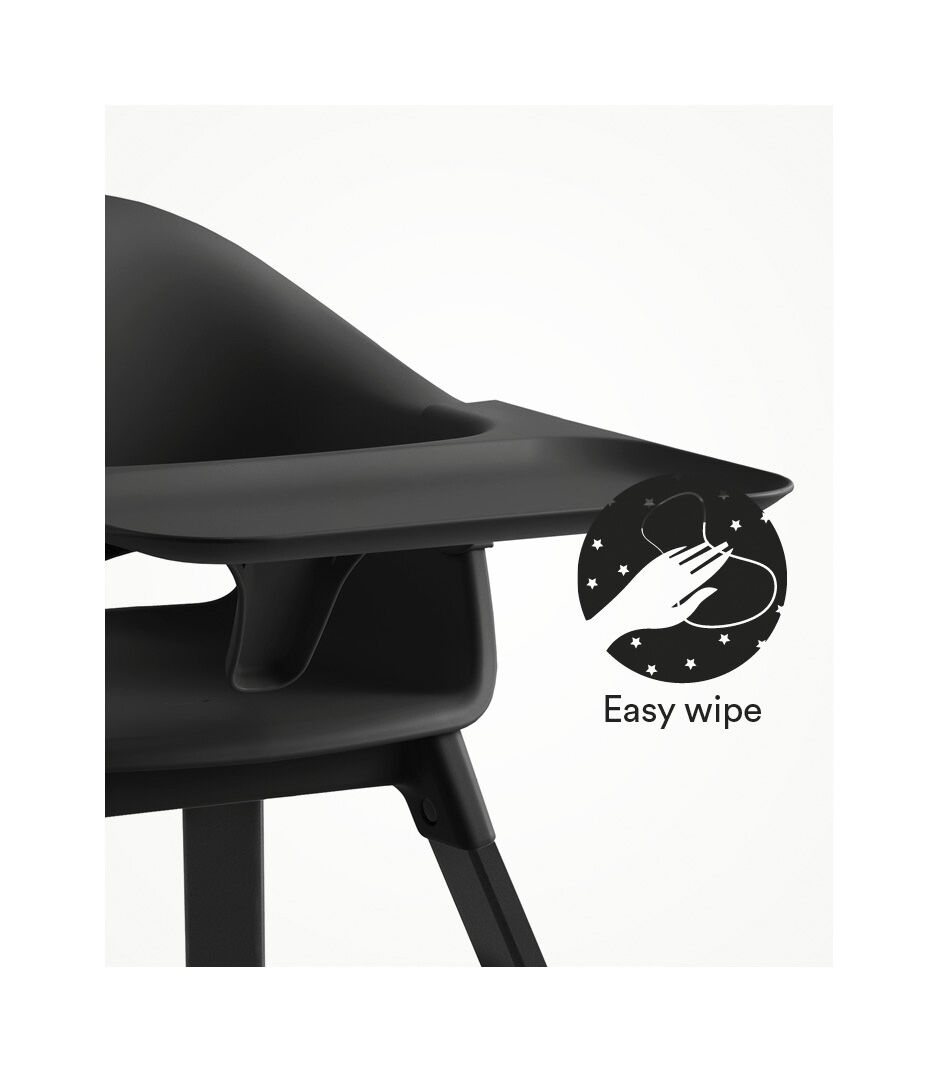 Stokke® Clikk™ High Chair with Tray, in Natural and Black. Easy Wipe.