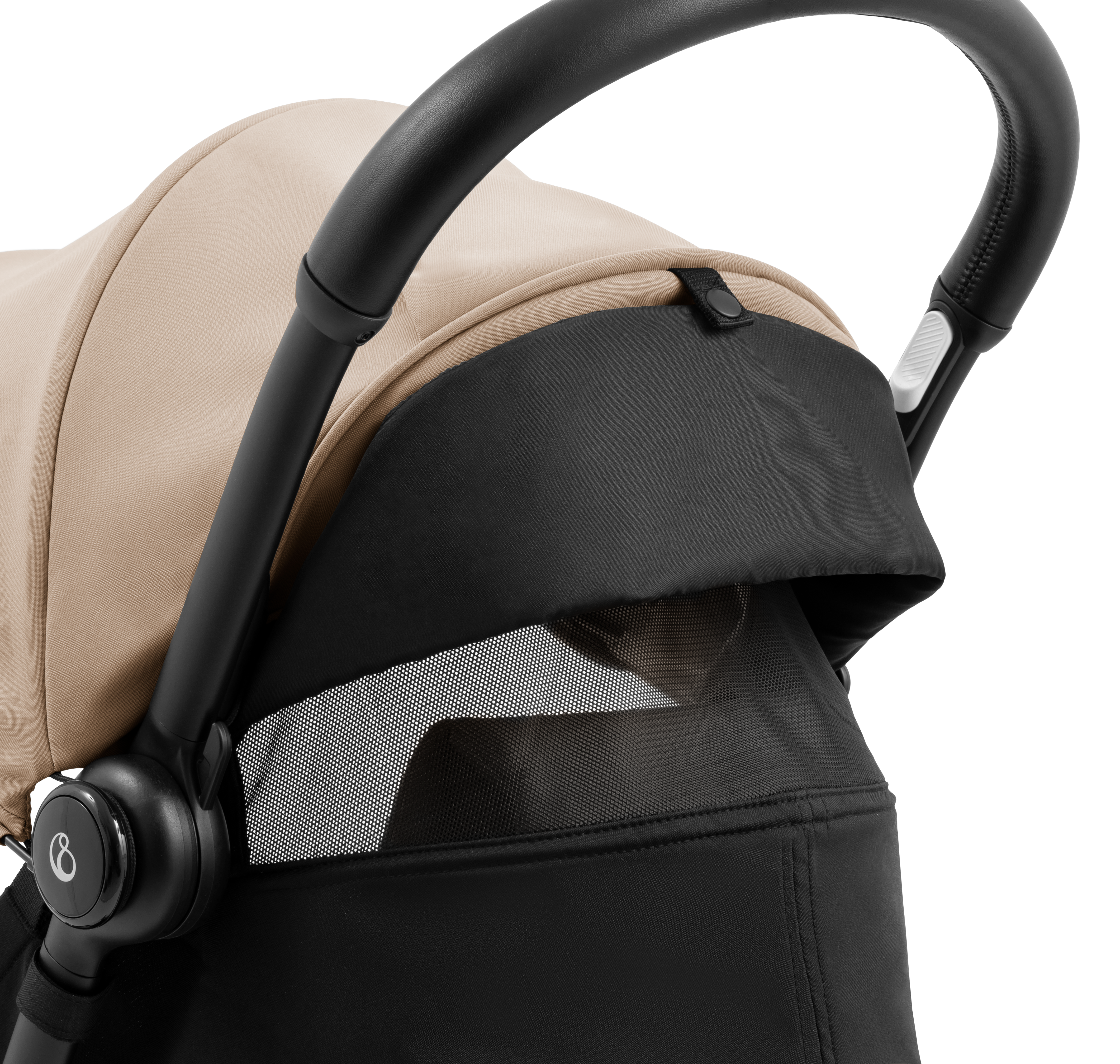 YOYO5 Stroller. Seat Pack, Taupe. Detail, ventilation. Rear angled view. galery image 11