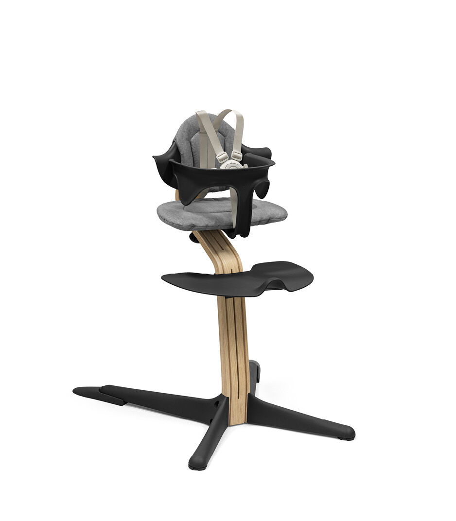 Stokke® Nomi® Chair. Premium Oak wood and Black plastic parts. With Baby Set Black. galery image 4