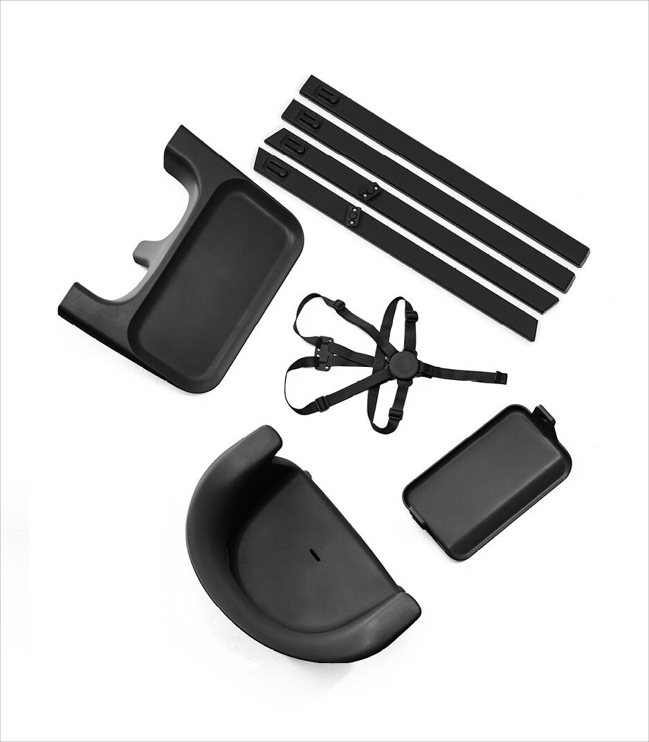 Stokke® Clikk™ High Chair. Black Beech wood and Black plastic parts. Harness Black. What's included overview. galery image 7