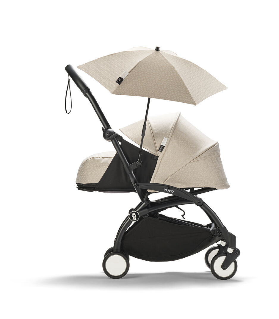 Stokke® YOYO3® 0+ Black Frame. Extended Canopy Bonpoint. Parasol. Side view. galery image 5