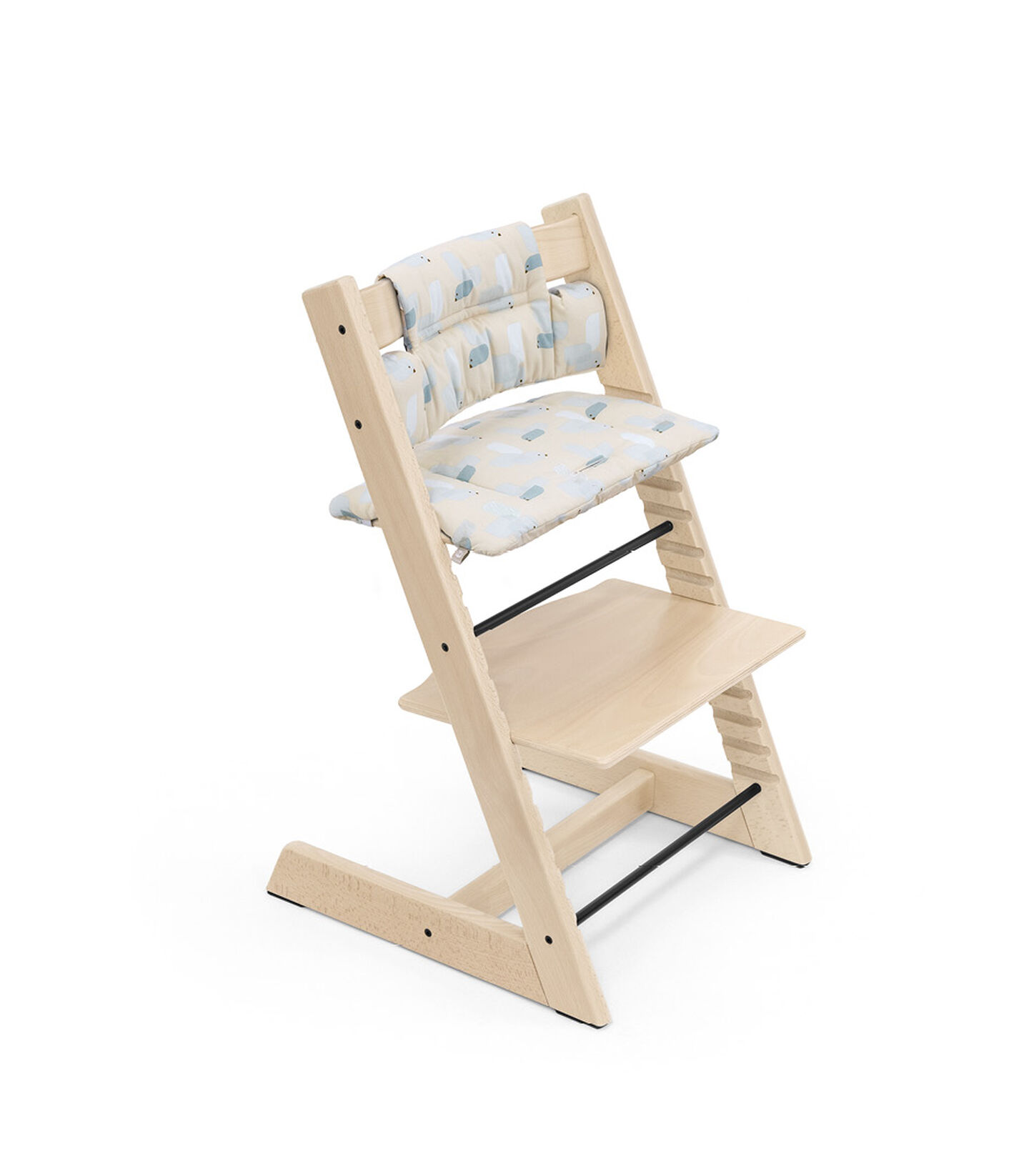 Tripp Trapp® Chair Natural with Classic Cushion Birds Blue. view 6