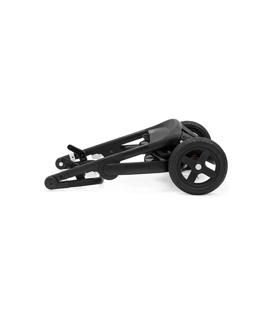 Stokke® Trailz™ Chassis Black with Black Leatherette Handle. Stokke® Stroller Seat, Black Melange. Sparepart.