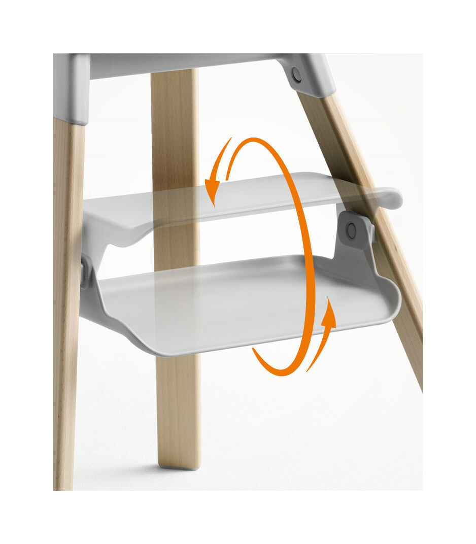 Stokke Clikk High Chair Bamboo/CloudGrey. Footrest function. Close-up. galery image 9