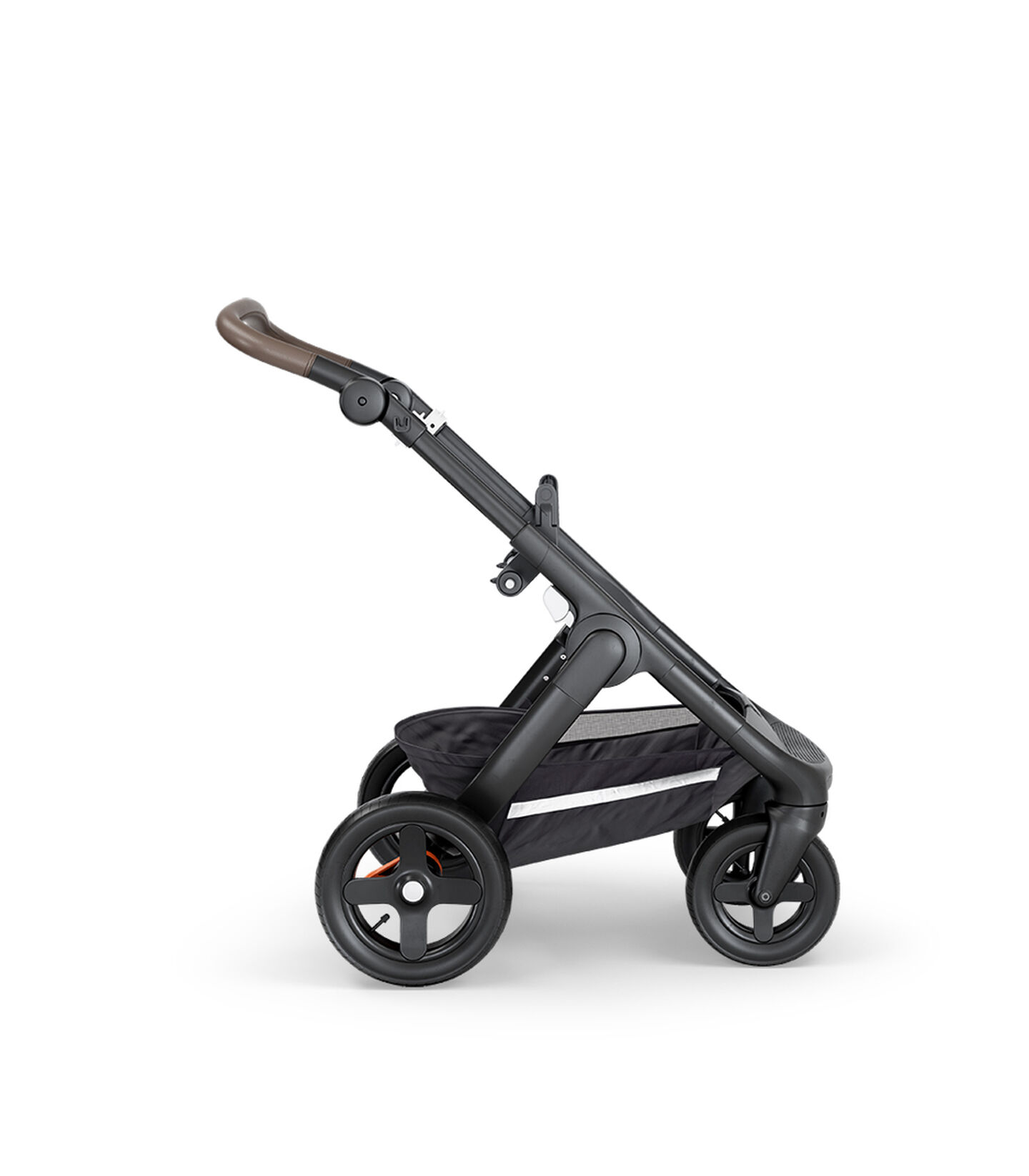 Stokke&reg; Trailz&trade; with Black Chassis, Brown Leatherette and Terrain Wheels.