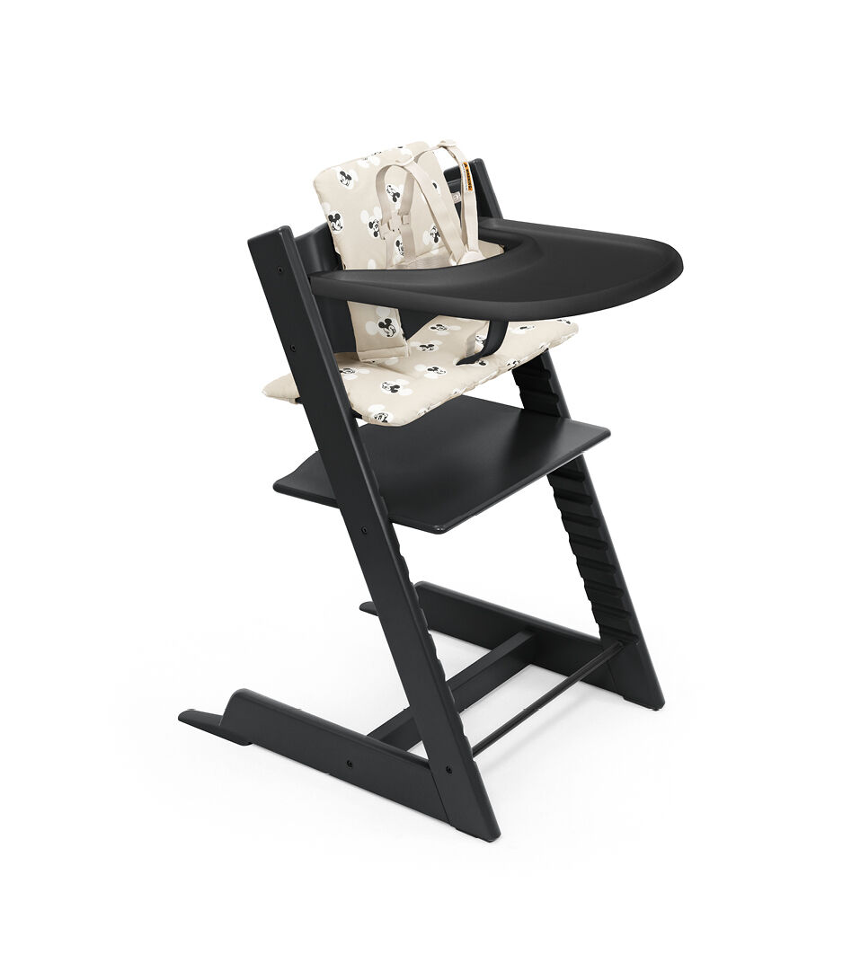 Tripp Trapp® High Chair² Black, Mickey Signature Cushion and Stokke® Tray, Black, Mickey Signature Cushion + Tray, mainview