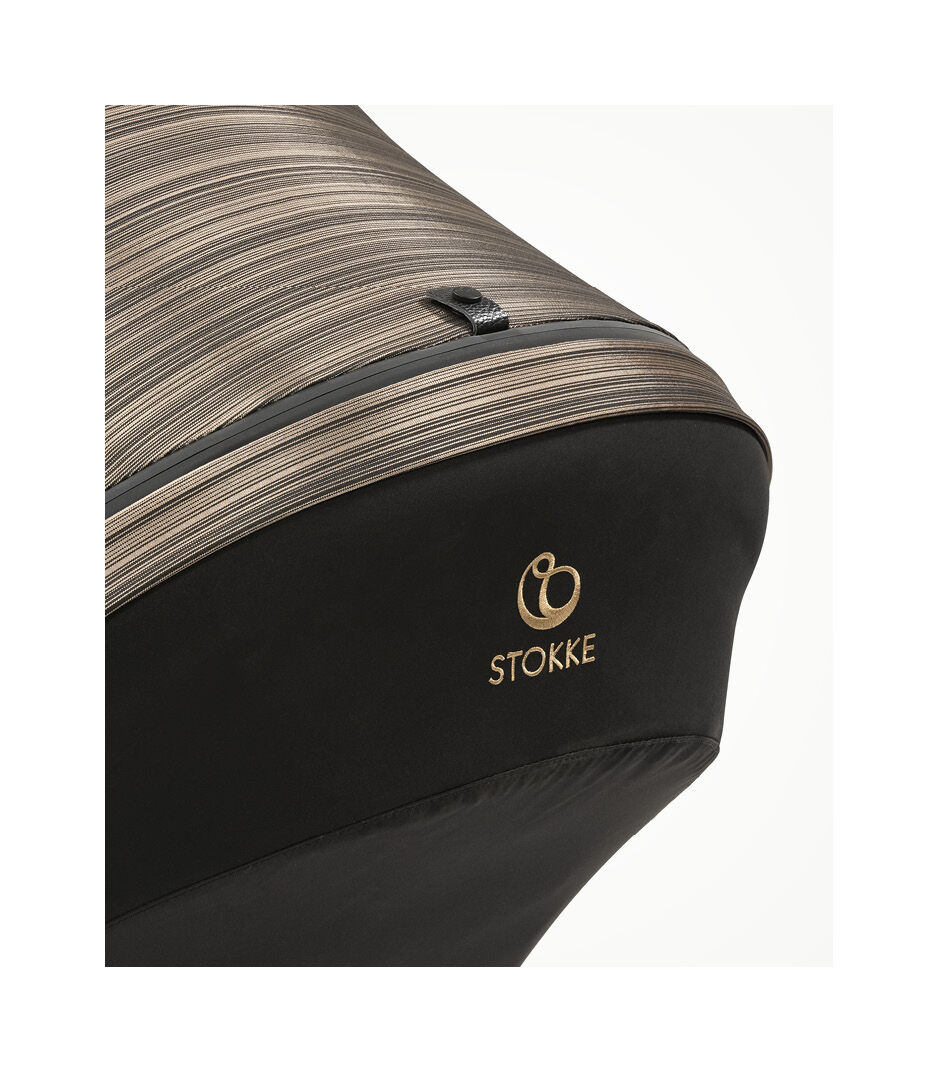Stokke® Xplory® X Gold Seat. Logo detail Limited Edition.