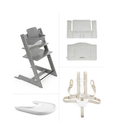 Tripp Trapp® Storm Grey, Nordic Grey Cushion + Tray, Storm Grey, Nordic Grey Cushion + Tray, mainview view 2