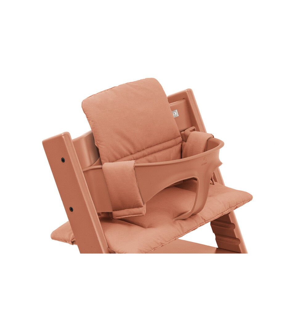 Tripp Trapp® chair Terracotta with Baby Set and Classic Cushion, Terracotta. Detail. galery image 3