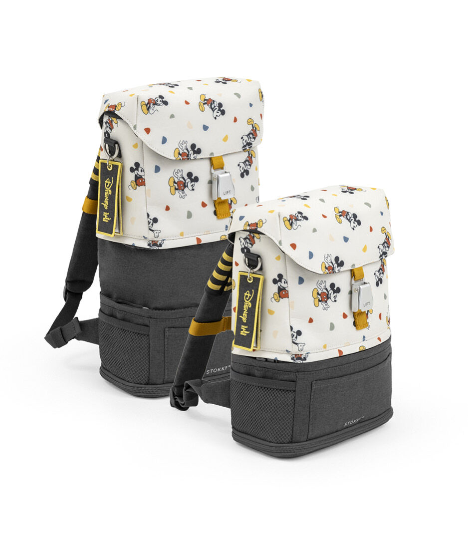 JetKids™ by Stokke® Crew BackPack comparison. Angled View. Disney Celebration Limited Edition. 