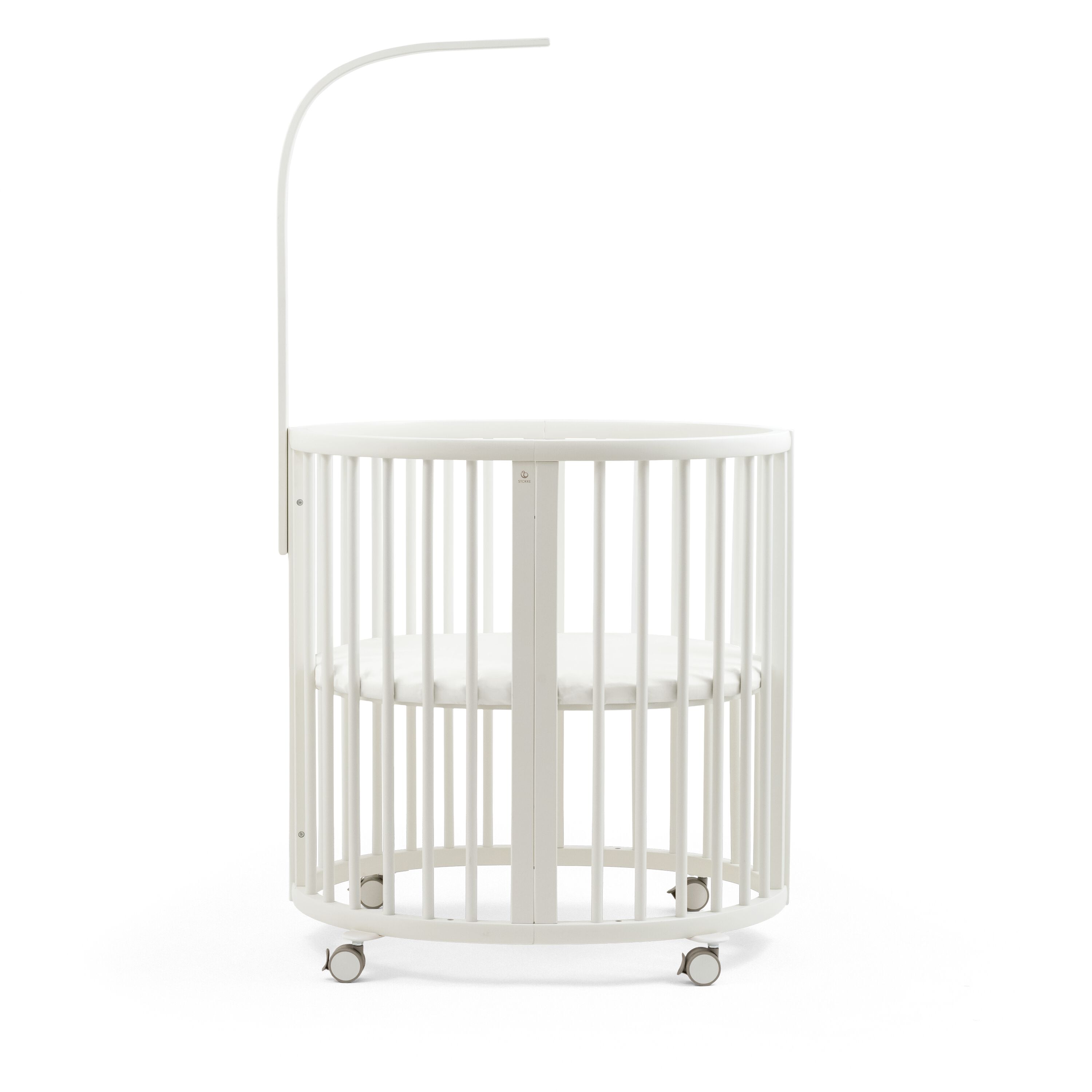 Stokke® Sleepi™ Mini White. Fitted Sheet White. Canopy Rod. US variant.